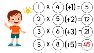 Se 1+4 = 5, 2+5 = 12, 3+6 = 21, allora 5+8 quanto fa? Risolvi il quiz matematico